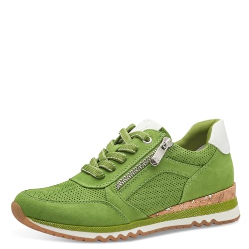 MARCO TOZZI Damen Sneaker flach mit Reißverschluss Vegan, Grün (Apple Comb), 40 EU von MARCO TOZZI