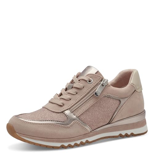 MARCO TOZZI Damen Sneaker flach mit Reißverschluss Vegan, Rosa (Powder Comb), 38 EU von MARCO TOZZI