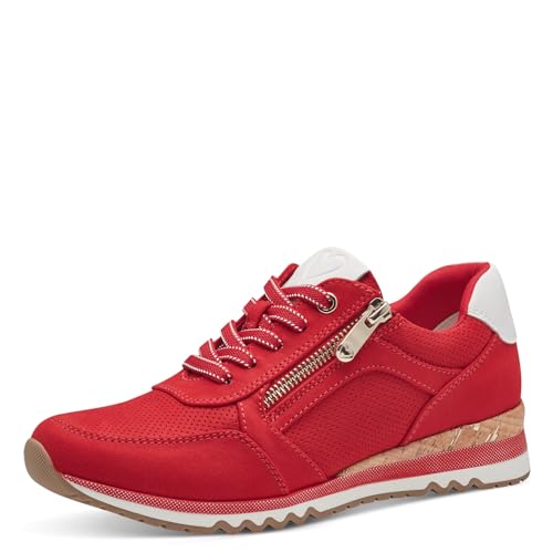 MARCO TOZZI Damen Sneaker flach mit Reißverschluss Vegan, Rot (Cherry Comb), 37 EU von MARCO TOZZI