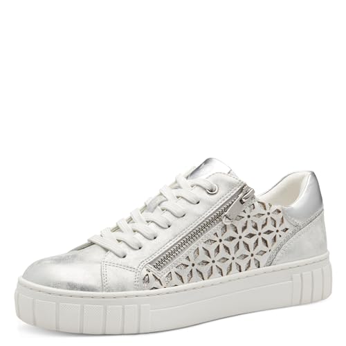 MARCO TOZZI Damen Sneaker flach mit Reißverschluss Vegan, Silber (Lt. Grey Comb), 40 EU von MARCO TOZZI