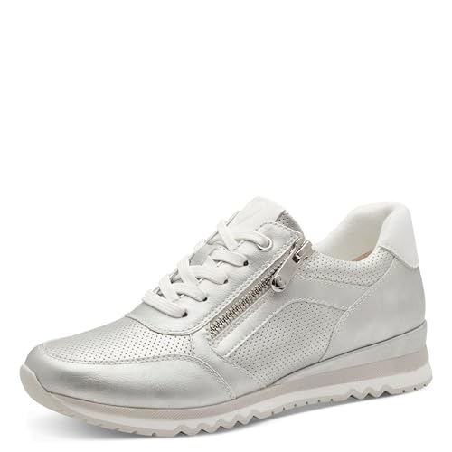 MARCO TOZZI Damen Sneaker flach mit Reißverschluss Vegan, Silber (Lt.Grey met.c.), 41 EU von MARCO TOZZI