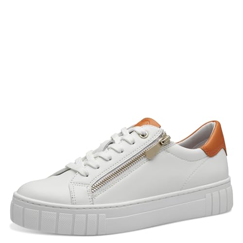 MARCO TOZZI Damen Sneaker flach mit Reißverschluss Vegan, Weiß (White Comb), 37 EU von MARCO TOZZI