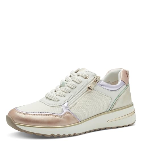 MARCO TOZZI Damen Sneaker flach mit Schnürsenkeln Bequem, Beige (Cream Comb), 40 EU von MARCO TOZZI