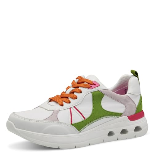 MARCO TOZZI Damen Sneaker flach mit Schnürsenkeln Chunky-Sohle, Weiß (White Comb), 38 EU von MARCO TOZZI