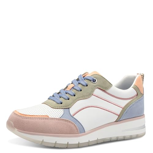 MARCO TOZZI Damen Sneaker flach mit Schnürsenkeln Chunky-Sohle, Weiß (White Comb), 42 EU von MARCO TOZZI