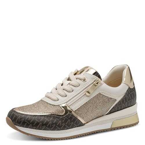 MARCO TOZZI Damen Sneaker flach mit Schnürsenkeln Freizeit, Beige (Cream Comb), 37 EU von MARCO TOZZI