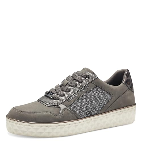 MARCO TOZZI Damen Sneaker flach mit Schnürsenkeln Freizeit, Grau (Graphite Comb), 40 EU von MARCO TOZZI