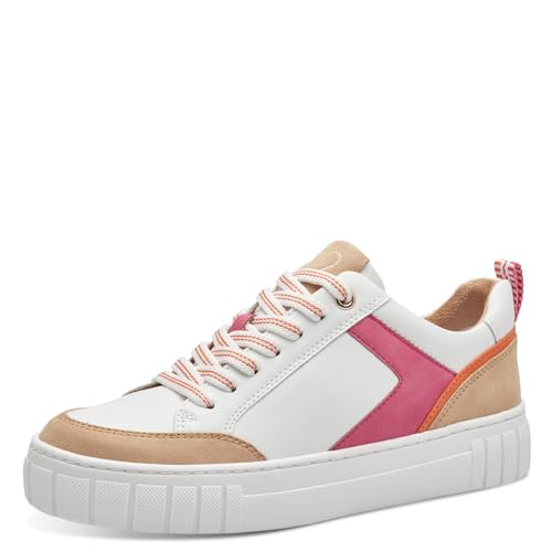 MARCO TOZZI Damen Sneaker flach mit dicker Sohle Vegan, Mehrfarbig (White Pink), 36 EU von MARCO TOZZI