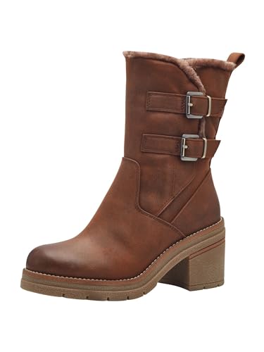 MARCO TOZZI Damen Stiefel mit Absatz Gefüttert mit Blockabsatz, Braun (Cognac), 40 EU von MARCO TOZZI