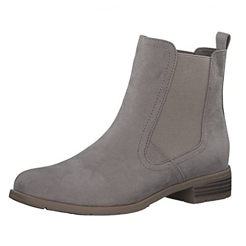 MARCO TOZZI Damen Stiefelette Flacher Chelsea Boot samtige Optik 2-25321-29, Größe:37 EU, Farbe:Beige von MARCO TOZZI