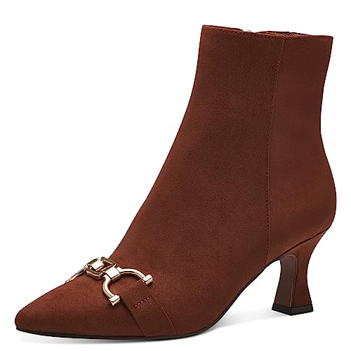 MARCO TOZZI Damen Stiefeletten Spitz mit Absatz Elegant, Braun (Cognac), 39 von MARCO TOZZI