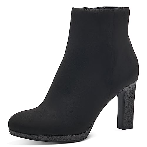 MARCO TOZZI Damen Stiefeletten mit Absatz Elegant mit Reißverschluss, Schwarz (Black Comb), 37 EU von MARCO TOZZI