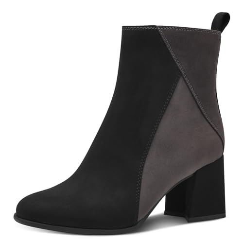 MARCO TOZZI Damen Stiefeletten mit Absatz Elegant mit Reißverschluss, Schwarz (Black Comb), 38 EU von MARCO TOZZI