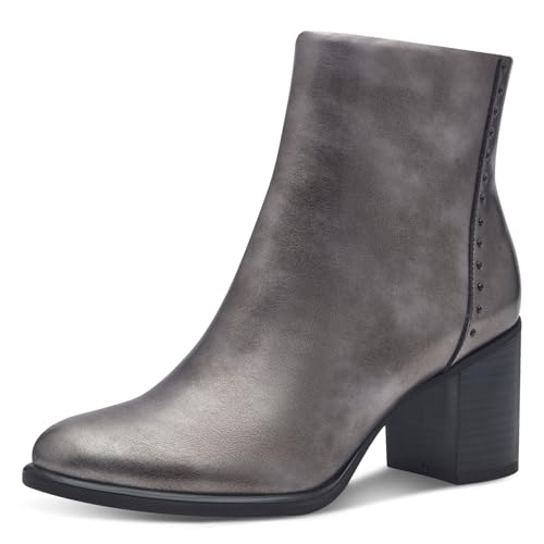 MARCO TOZZI Damen Stiefeletten mit Absatz Elegant mit Reißverschluss, Silber (Pewter), 41 EU von MARCO TOZZI