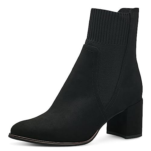 MARCO TOZZI Damen Stiefeletten mit Absatz Elegant mit Stoffbund, Schwarz (Black), 42 von MARCO TOZZI