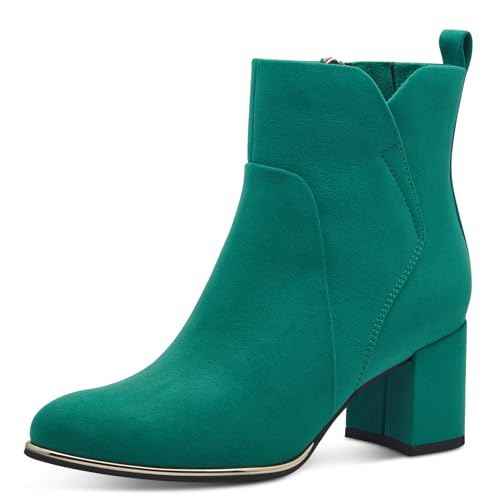 MARCO TOZZI Damen Stiefeletten mit Absatz Spitz mit Reißverschluss, Grün (Emerald Green), 39 EU von MARCO TOZZI