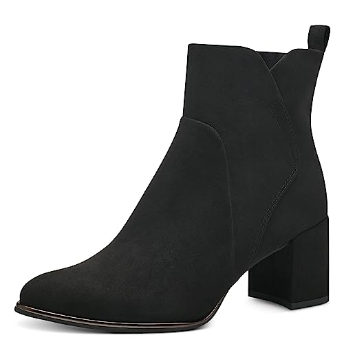 MARCO TOZZI Damen Stiefeletten mit Absatz Spitz mit Reißverschluss, Schwarz (Black), 41 EU von MARCO TOZZI