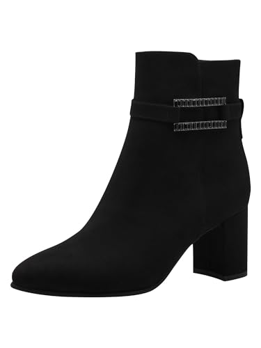 MARCO TOZZI Damen Stiefeletten mit Absatz Vegan Spitz, Schwarz (Black), 38 EU von MARCO TOZZI