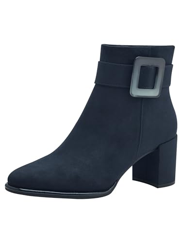 MARCO TOZZI Damen Stiefeletten mit Absatz Vegan mit Reißverschluss, Blau (Dk.Navy Comb), 40 EU von MARCO TOZZI