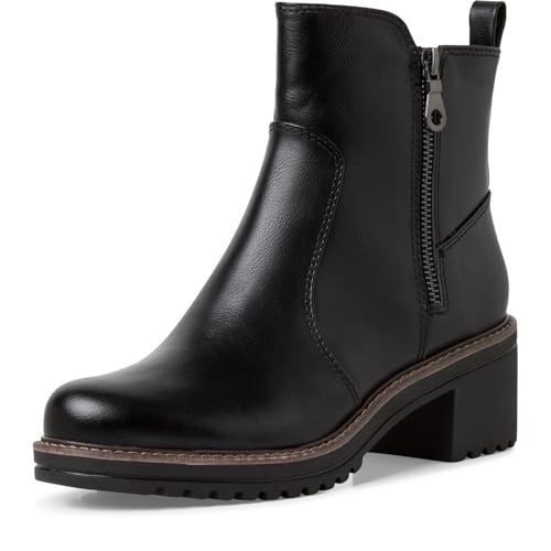 MARCO TOZZI Damen Stiefeletten mit Absatz Vegan mit Reißverschluss, Schwarz (Black), 41 EU von MARCO TOZZI