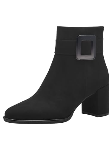 MARCO TOZZI Damen Stiefeletten mit Absatz Vegan mit Reißverschluss, Schwarz (Black Comb), 39 EU von MARCO TOZZI