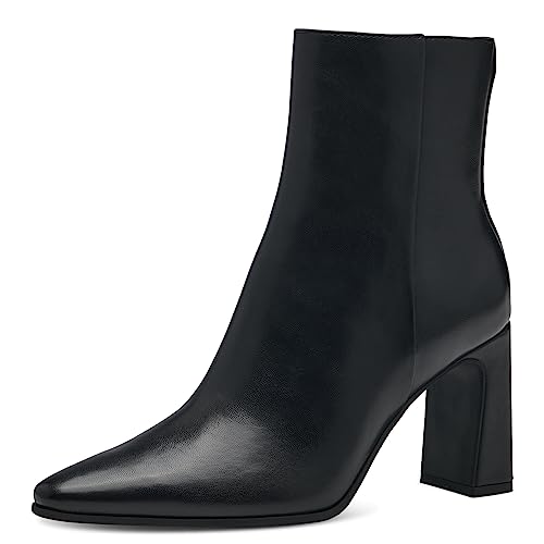 MARCO TOZZI Damen Stiefeletten mit Absatz aus Kunstleder Spitz, Schwarz (Black), 38 EU von MARCO TOZZI