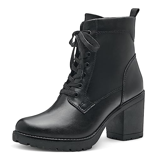 MARCO TOZZI Damen Stiefeletten mit Absatz aus Kunstleder zum Schnüren, Schwarz (Black), 41 EU von MARCO TOZZI