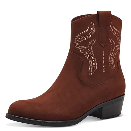 MARCO TOZZI Damen Stiefeletten mit Absatz mit Blockabsatz Cowboy, Braun (Nut), 41 EU von MARCO TOZZI