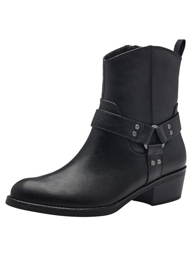 MARCO TOZZI Damen Stiefeletten mit Absatz mit Blockabsatz Cowboy, Schwarz (Black), 37 EU von MARCO TOZZI