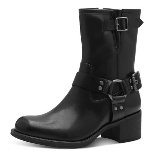 MARCO TOZZI Damen Stiefeletten mit Absatz mit Blockabsatz mit Reißverschluss, Schwarz (Black), 38 EU von MARCO TOZZI