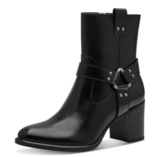 MARCO TOZZI Damen Stiefeletten mit Absatz mit Blockabsatz mit Reißverschluss, Schwarz (Black), 41 EU von MARCO TOZZI