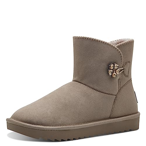 MARCO TOZZI Damen Stiefeletten ohne Absatz Boots Gefüttert, Grau (Taupe), 37 von MARCO TOZZI