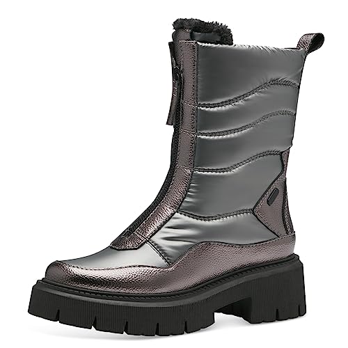 MARCO TOZZI Damen Stiefeletten ohne Absatz Winter Plateau, Silber (Pewter Comb), 36 von MARCO TOZZI