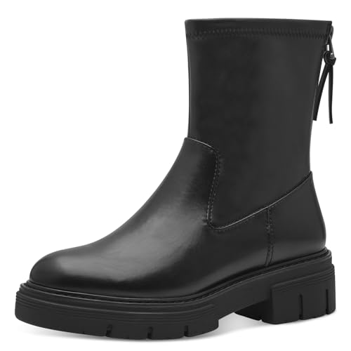 MARCO TOZZI Damen Stiefeletten ohne Absatz aus Kunstleder mit Plateau, Schwarz (Black), 36 EU von MARCO TOZZI