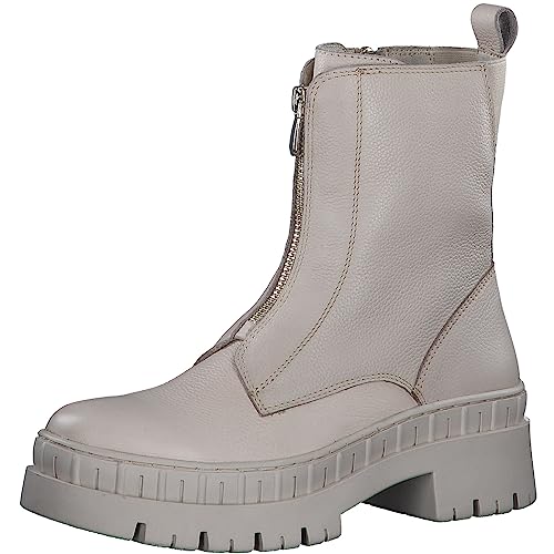 MARCO TOZZI Damen Stiefeletten ohne Absatz aus Leder Plateau, Beige (Cream), 42 von MARCO TOZZI