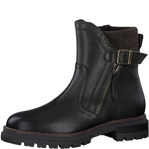 MARCO TOZZI Damen Stiefeletten ohne Absatz mit Lederanteil Winter, Grün (Olive Comb), 40 EU von MARCO TOZZI