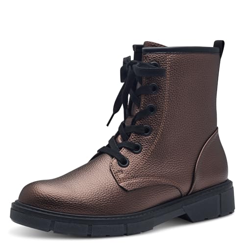 MARCO TOZZI Damen Stiefeletten zum Schnüren Flach mit Reißverschluss, Braun (Bronce), 39 EU von MARCO TOZZI