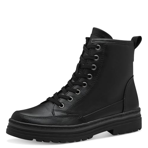 MARCO TOZZI Damen Stiefeletten zum Schnüren Flach mit Reißverschluss, Schwarz (Black), 36 EU von MARCO TOZZI
