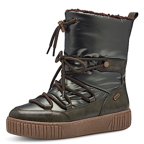 MARCO TOZZI Damen Stiefeletten zum Schnüren Winter Gefüttert, Grün (Khaki Metallic), 36 von MARCO TOZZI