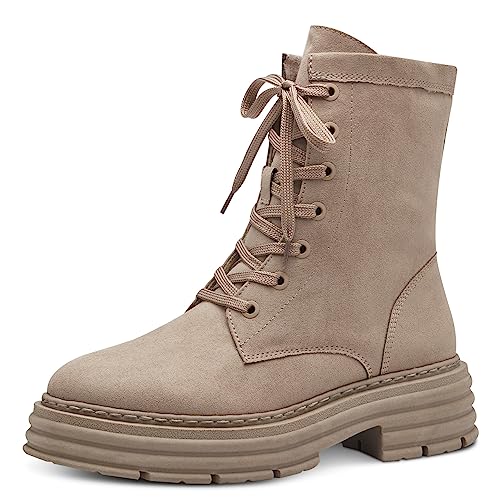 MARCO TOZZI Damen Stiefeletten zum Schnüren Winter Plateau, Beige (Smoke), 37 von MARCO TOZZI