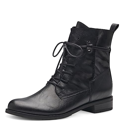 MARCO TOZZI Damen Stiefeletten zum Schnüren aus Kunstleder Flach, Schwarz (Black), 36 EU von MARCO TOZZI