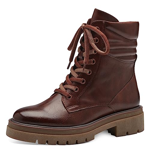 MARCO TOZZI Damen Stiefeletten zum Schnüren aus Kunstleder Plateau, Braun (Chestnut), 38 von MARCO TOZZI