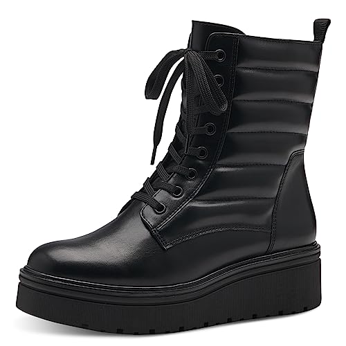 MARCO TOZZI Damen Stiefeletten zum Schnüren aus Kunstleder Plateau, Schwarz (Black Comb), 41 von MARCO TOZZI