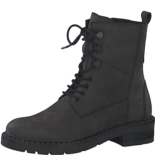 MARCO TOZZI Damen Stiefeletten zum Schnüren aus Leder Flach, Grau (Anthracite N.C), 36 von MARCO TOZZI