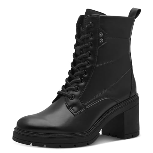 MARCO TOZZI Damen Stiefeletten zum Schnüren mit Blockabsatz mit Reißverschluss, Schwarz (Black), 41 EU von MARCO TOZZI