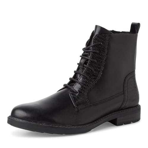 MARCO TOZZI Damen Stiefeletten zum Schnüren mit Lederanteil Elegant, Schwarz (Black Comb), 42 EU von MARCO TOZZI