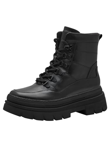 MARCO TOZZI Damen Stiefeletten zum Schnüren mit Lederanteil Plateau, Schwarz (Black), 40 EU von MARCO TOZZI