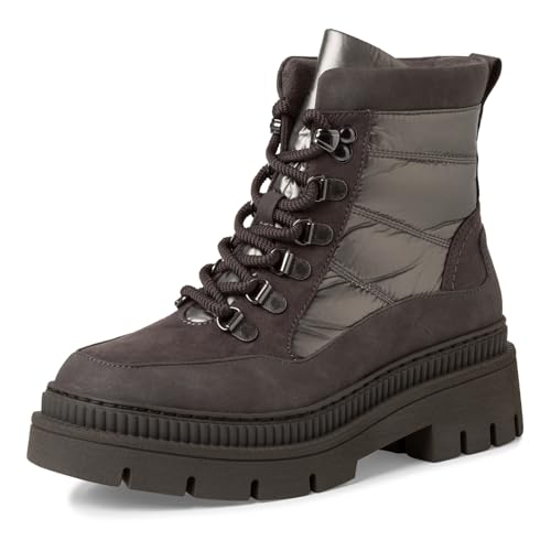 MARCO TOZZI Damen Stiefeletten zum Schnüren mit Plateau mit Reißverschluss, Silber (Pewter Comb), 37 EU von MARCO TOZZI