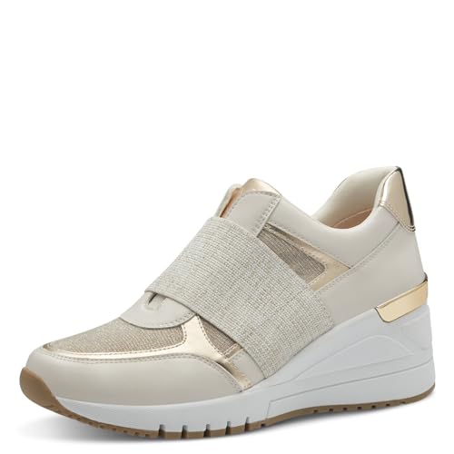 MARCO TOZZI Damen Wedge Sneaker Glitzer Vegan, Beige (Cream Comb), 41 EU von MARCO TOZZI