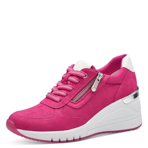 MARCO TOZZI Damen Wedge Sneaker mit Reißverschluss Vegan, Rosa (Pink Comb), 39 EU von MARCO TOZZI